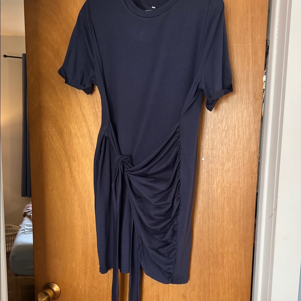 Women’s Navy Knot-Detail Short Sleeve Dress